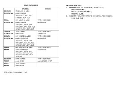 thumbnail of CATECHISMO ORARI 2017 2